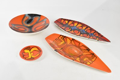 Lot 2759 - POOLE; a pair of Delphis ware dishes, 43cm,...