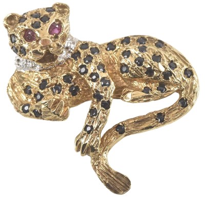 Lot 803 - A 9ct yellow gold sapphire, ruby and diamond...