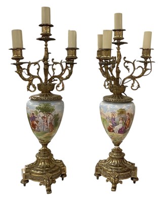 Lot 70 - A pair of reproduction gilt metal mounted hand...