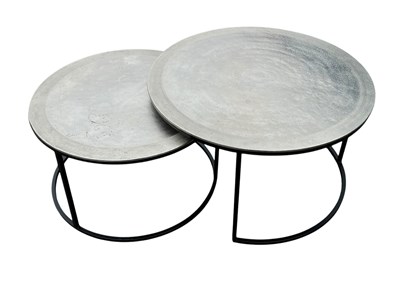 Lot 28 - A contemporary black and silvered metal nest...