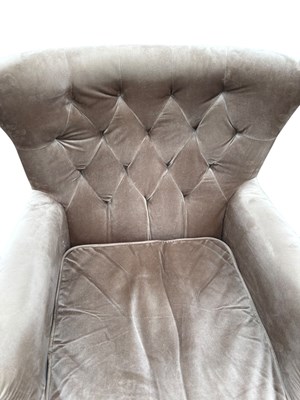 Lot 40 - A pair of modern grey upholstered wingback...