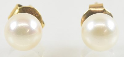 Lot 940 - A pair of 14ct yellow gold seed pearl set...