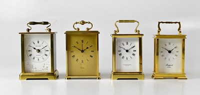 Lot 182 - Four carriage-style clocks with brass or brass-...