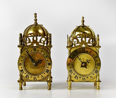 Lot 183 - A pair of reproduction brass-cased lantern...