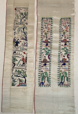 Lot 271 - Two panels of Chinese embroidery depicting...