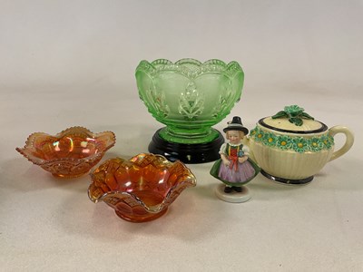 Lot 165 - An uranium glass bowl, a floral moulded...