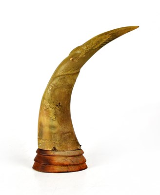 Lot 200 - A Chinese carved horn ornament decorated with...