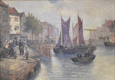 Lot 327 - R. MONTI; 19th century oil on canvas, busy...