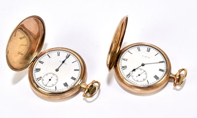 Lot 1291 - ELGIN; two gold plated pocket watches