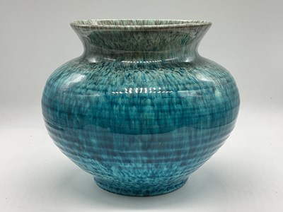 Lot 194 - ACCOLAY; a pottery vase of ribbed form and...