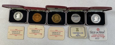 Lot 395 - POBJOY MINT; five encapsulated and boxed proof...