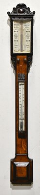 Lot 1285 - A Victorian carved oak stick barometer, the...