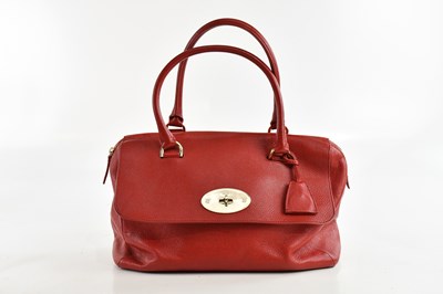 Lot 639 - MULBERRY; a red Del Rey handbag with calf...