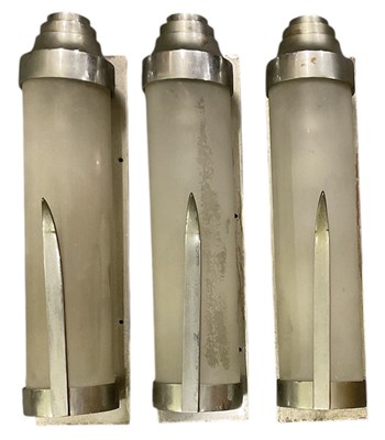 Lot 72 - A set of three Art Deco chrome mounted tubular...