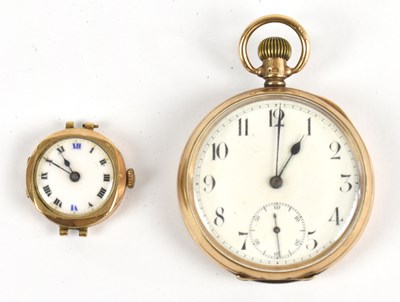 Lot 1283 - A 9ct gold crown wind pocket watch