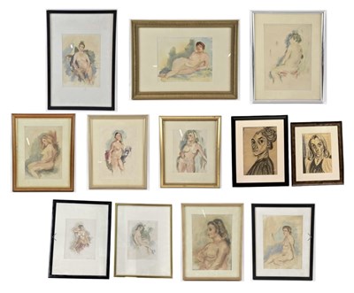 Lot 274 - ATTRIBUTED TO LEON UNDERWOOD; a crayon and...