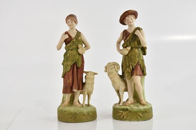Lot 1479 - ROYAL DUX; a pair of figures representing a...