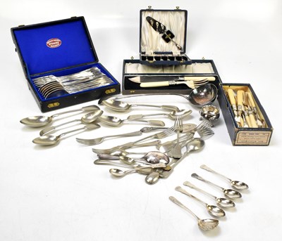 Lot 1167 - A set of four hallmarked silver teaspoons, with engraved initials