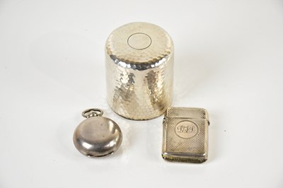 Lot 1370 - A hallmarked silver inkwell of cylindrical...