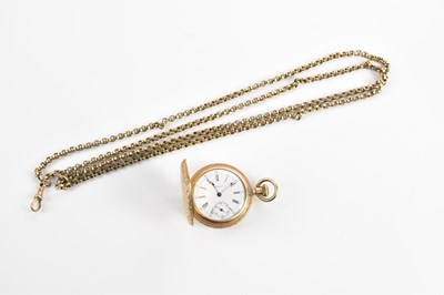 Lot 516 - WALTHAM; a crown wind full hunter fob watch...