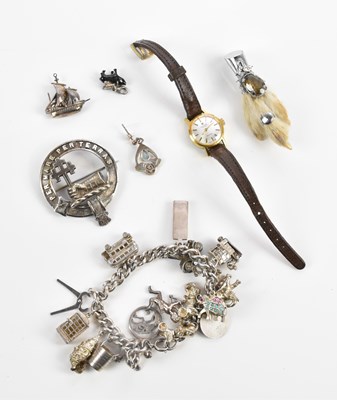 Lot 467 - A sterling silver bracelet set with white...