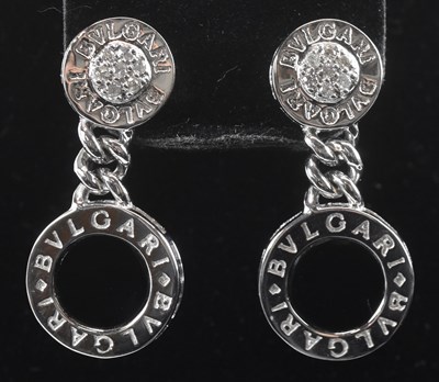 Lot 1387 - IN THE STYLE OF BVLGARI; a pair of 18ct white...