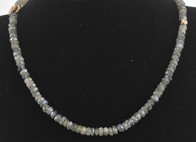 Lot 1471 - A labradorite and 9ct rose gold necklace,...