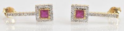 Lot 1413 - A pair of 18ct yellow gold white metal tipped...