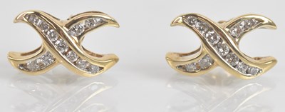 Lot 1411 - A pair of 9ct yellow gold diamond set...