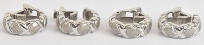 Lot 1388 - Two pairs of identical 9ct white gold hoop...