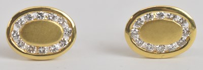 Lot 1410 - A pair of 18ct yellow gold and diamond set...
