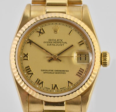 Lot 59 - ROLEX; a lady's 18ct yellow gold Oyster...