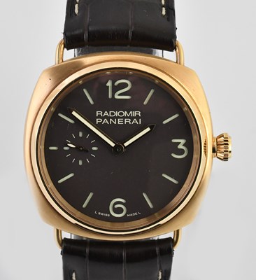 Lot 60 - PANERAI; a gentleman's 18ct rose gold Radiomir...