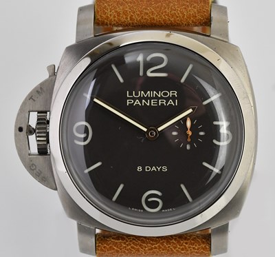 Lot 61 - PANERAI; a gentleman's titanium Luminor 8 Days...