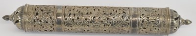 Lot 1037 - A 900 grade silver scroll holder, with pierced...