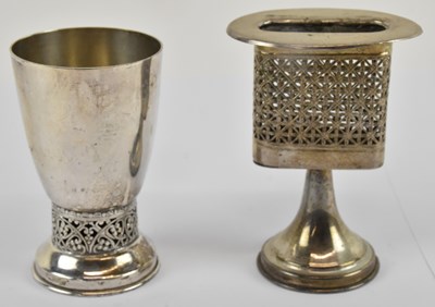 Lot 1185 - Two white metal spice tower bases, one of...