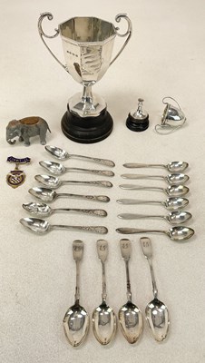 Lot 1032 - A George V hallmarked silver twin handled...