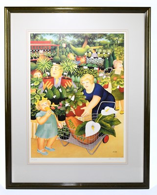 Lot 1376 - BERYL COOK OBE (1926-2008); limited edition colour print, The Garden Centre