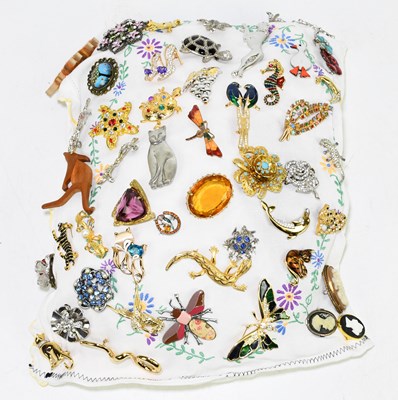 Lot 1597 - A collection of 1950s and later brooches, to...