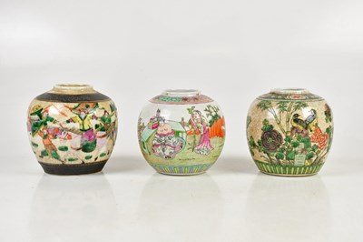Lot 1353 - Three Chinese ginger jars comprising two...