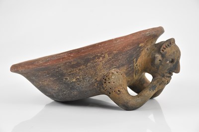 Lot 1325 - A pre Columbian terracotta bowl, relief...