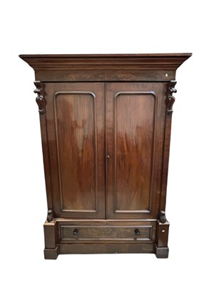 Lot 1185 - A large Victorian mahogany wardrobe with...