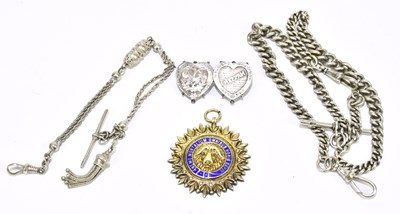 Lot 1849 - A hallmarked silver Albert chain with...