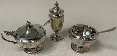 Lot 1055 - A George VI hallmarked silver three piece...