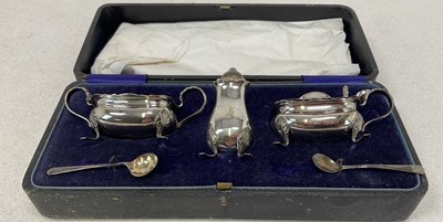 Lot 1103 - A cased George V hallmarked silver cased three...