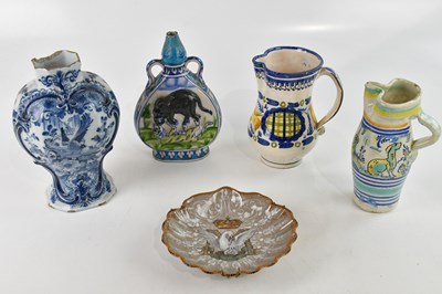 Lot 1620 - DELFT; an 18th century vase, relief and...