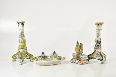 Lot 1618 - A 19th century French faience ware desk stand,...