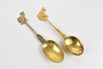 Lot 1285 - Two Continental silver gilt spoons, possibly...