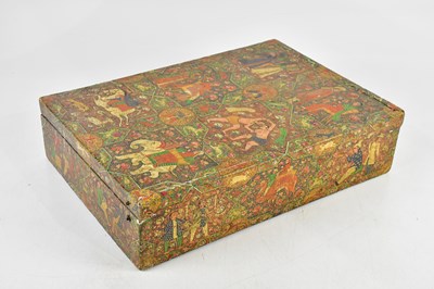 Lot 1344 - A hand painted Persian box and cover of...