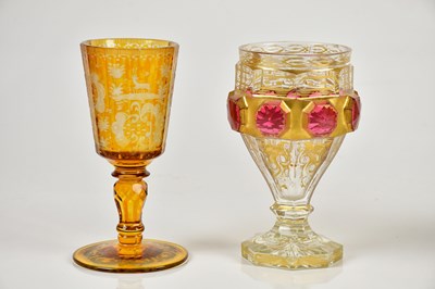 Lot 793 - A 19th century Bohemian glass goblet set with...